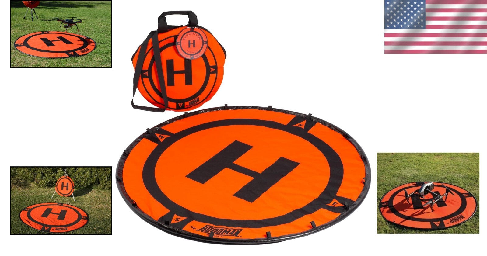 5' Orange Collapsible Drone Pad for Heavy Duty Landings - Quick Setup & Storage