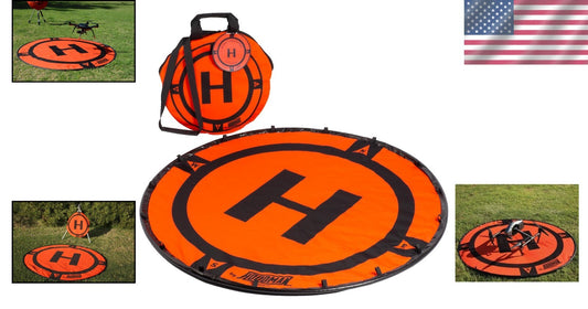 5' Orange Collapsible Drone Pad for Heavy Duty Landings - Quick Setup & Storage