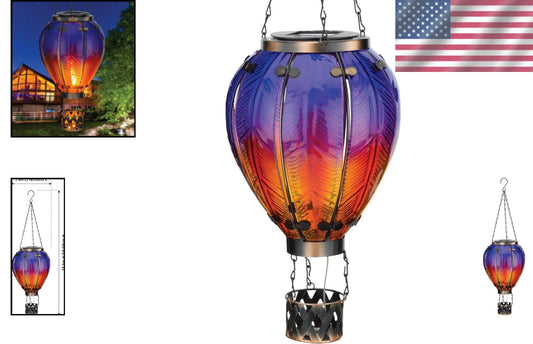Durable Metal and Glass Solar Hot Air Balloon Lantern – Perfect for Garden Decor