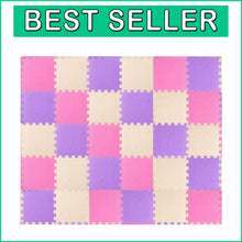 Load image into Gallery viewer, Soft &amp; Easy-Clean Kids Play Mat - 12x12 Interlocking Foam Tiles in Bright Colors