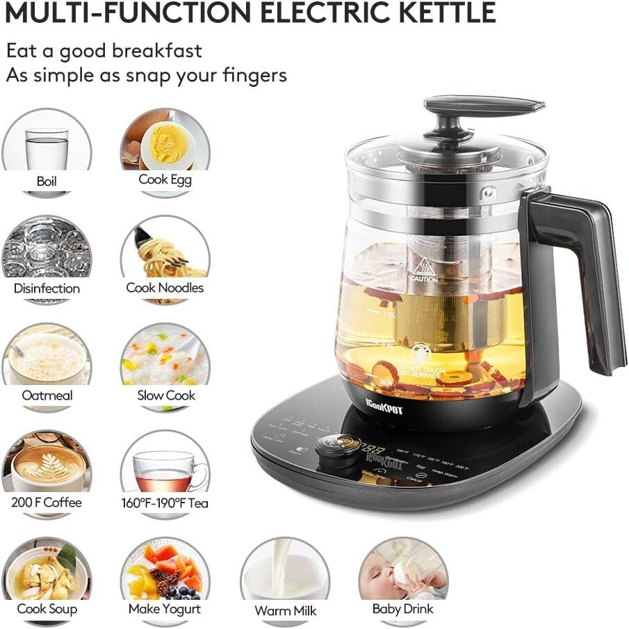 Electric Tea Kettle with Precise Temperature Control & Easy-Pour Spout | Black