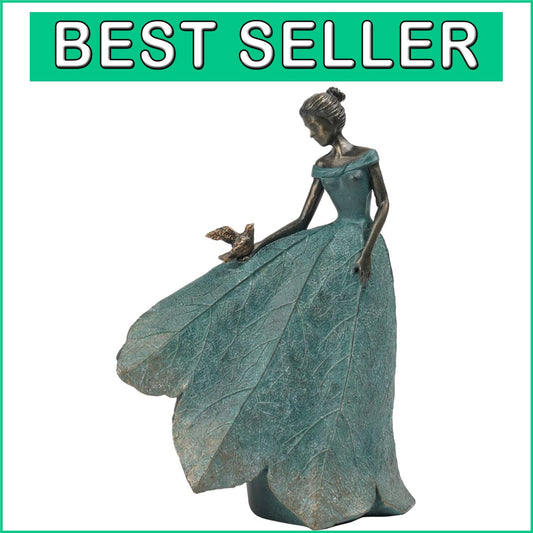 Artistic Leaf Angel Girl Statue - Resin Fairy Garden Decor for Indoor/Outdoor