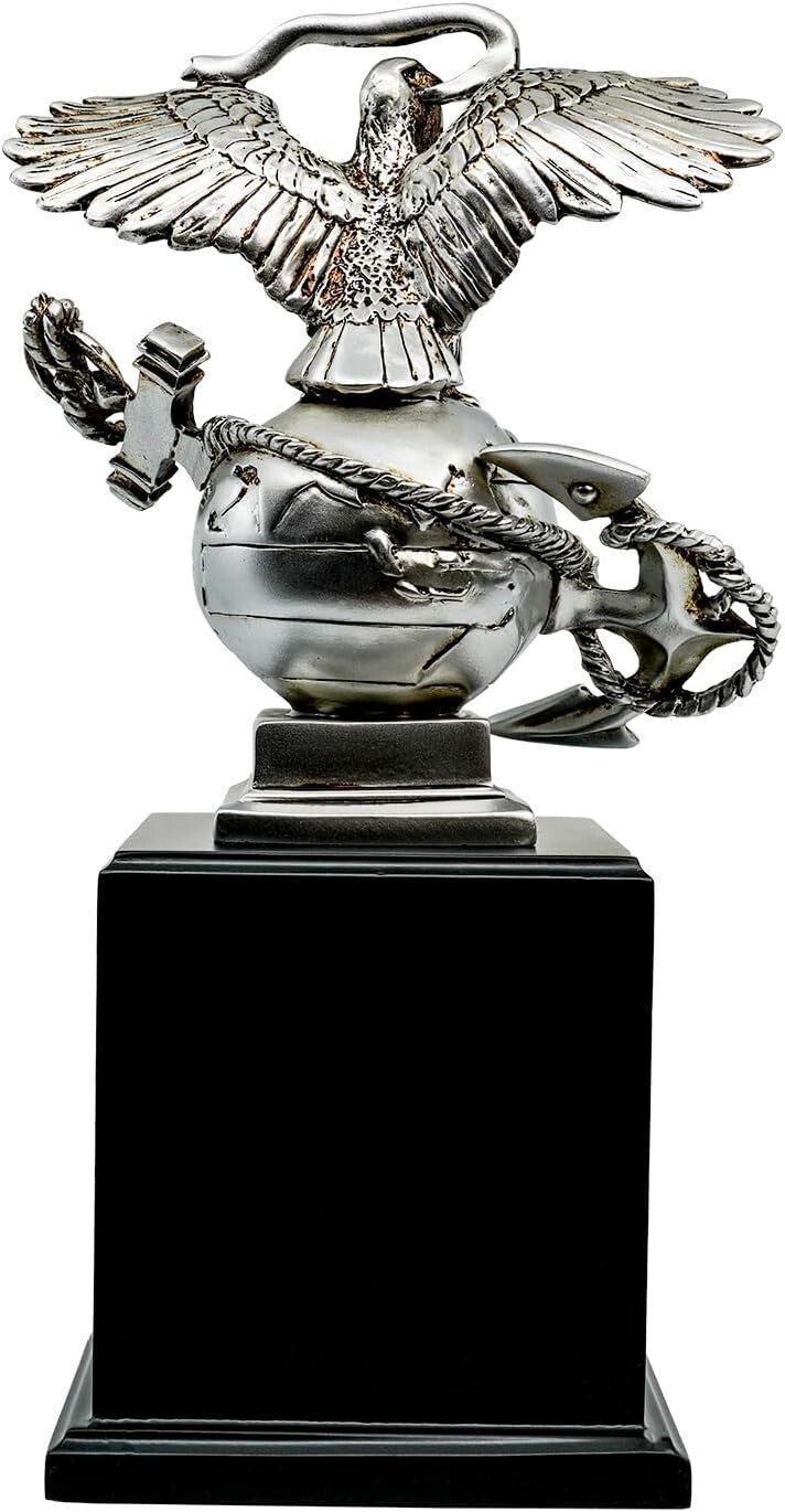 Silver Finish USMC Eagle Globe & Anchor Statue - Collectible Marine Corps Emblem