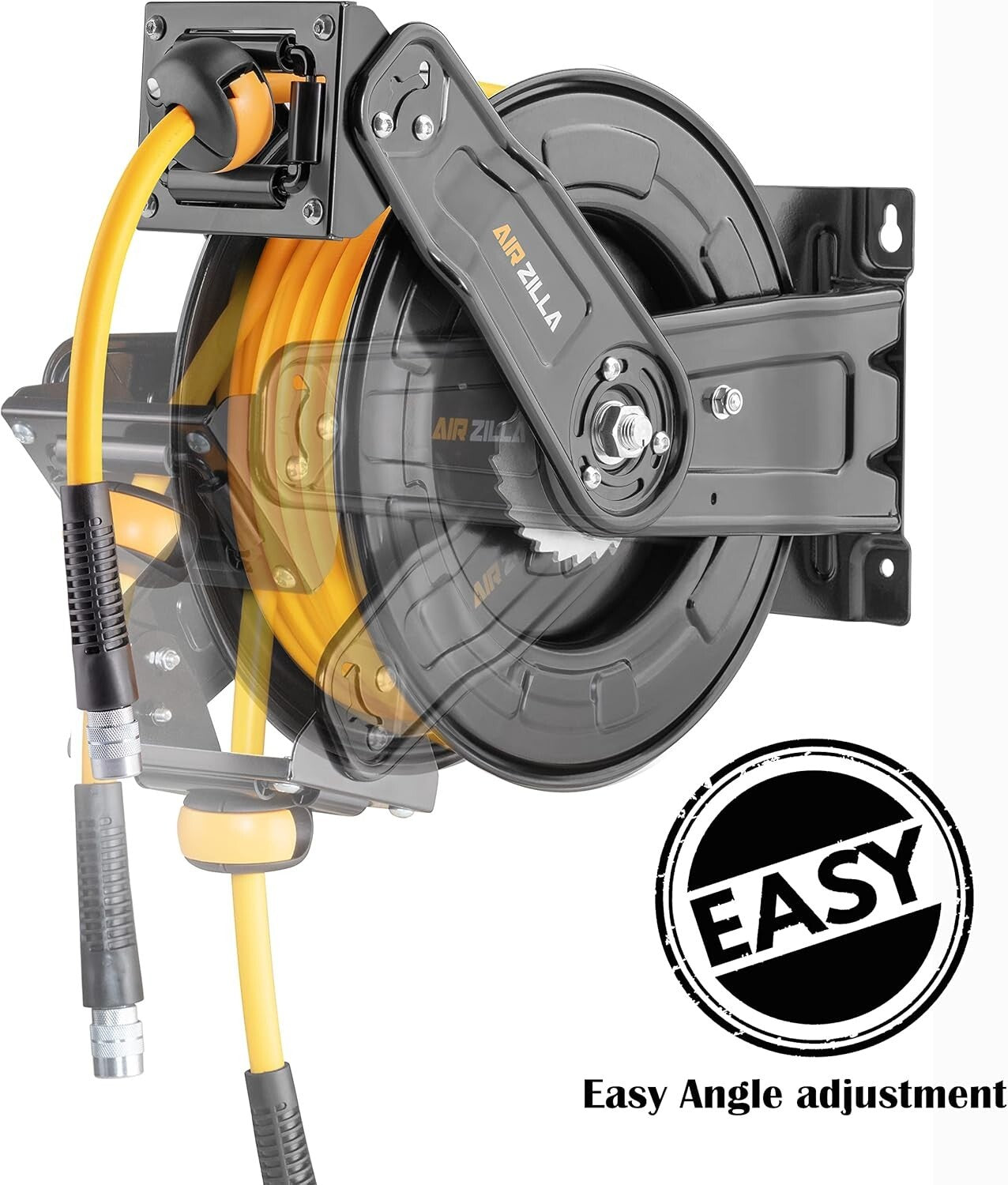 Automatic Rewind Steel Air Hose Reel with 3/8" x 50FT Hose - Multi-Mount Options