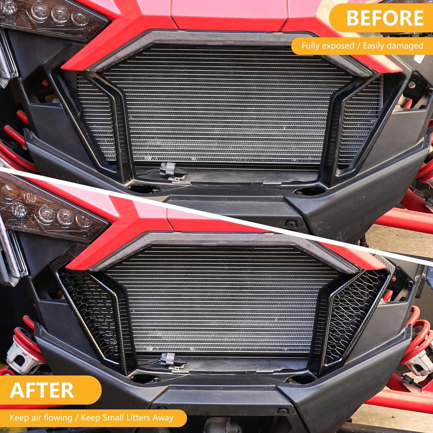 Custom Fit Carbon Black Front Mesh Grill Cover for 2020-2025 Polaris RZR PRO XP