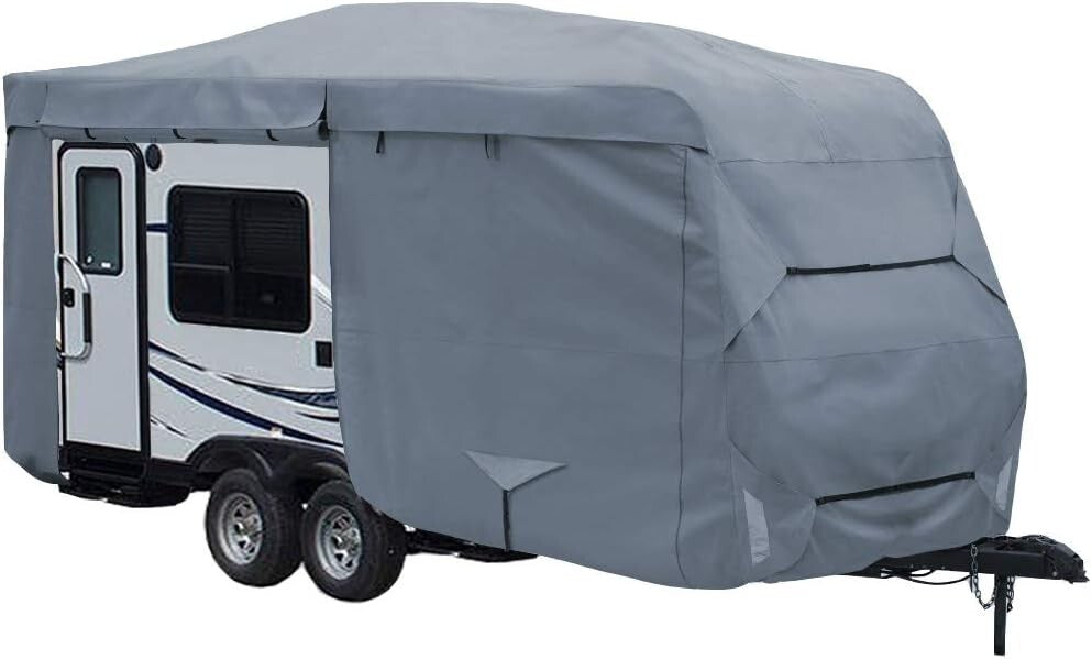 Heavy-Duty Travel Trailer Cover for 26'-28' RVs - Windproof & Water-Resistant
