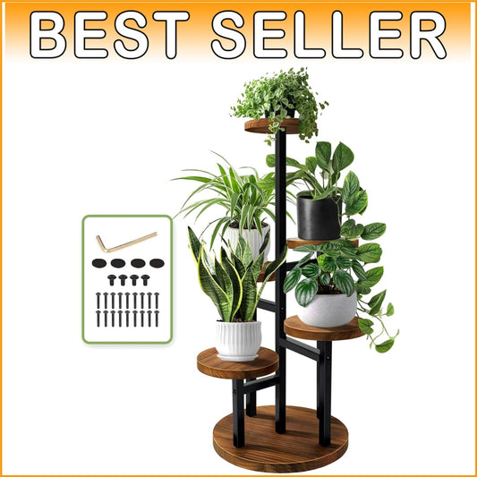 Durable 5-Tier Metal Plant Stand for Elegant Indoor Gardens & Outdoor Patios