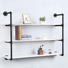 Load image into Gallery viewer, Stylish 48" Wall-Mounted Industrial Shelf - Distressed Metal &amp; Pine Wood Design