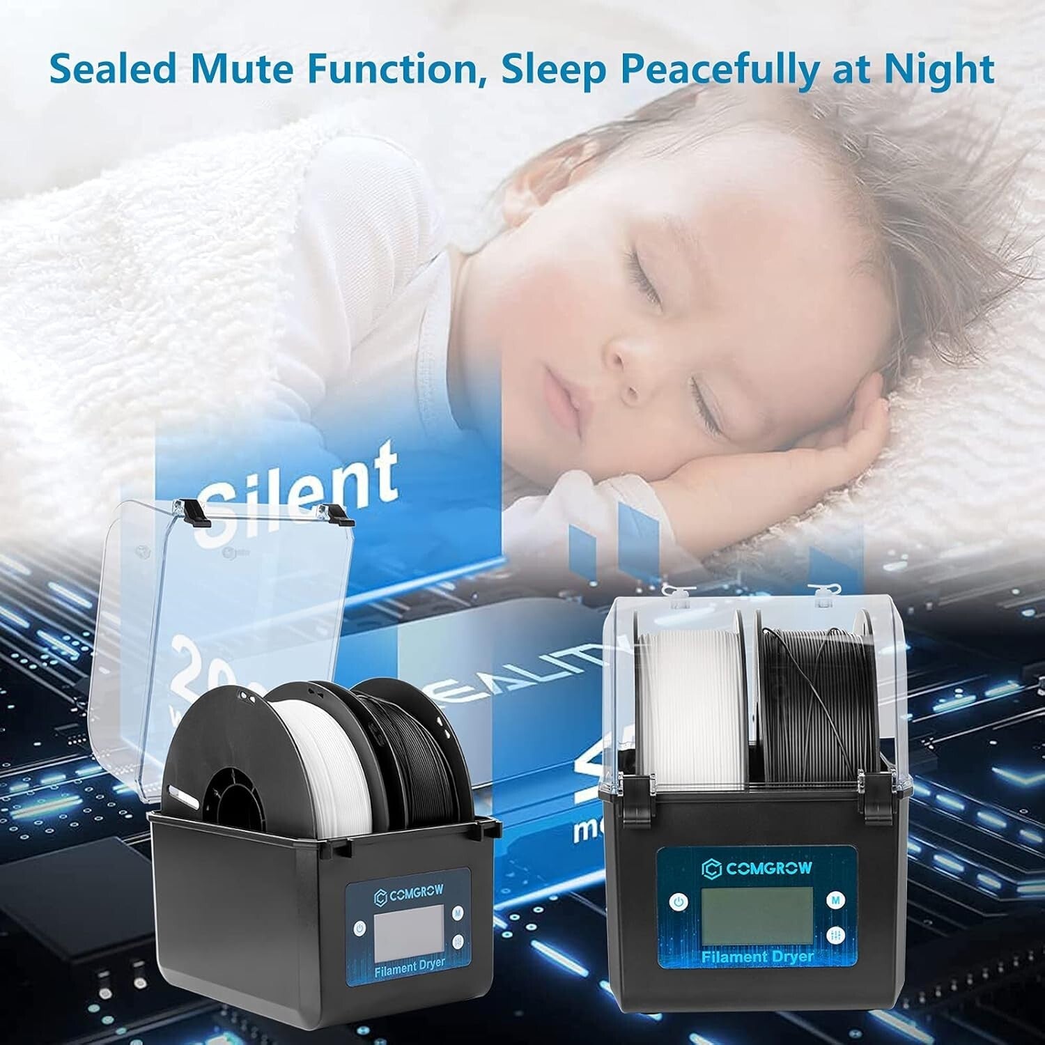 Compact 3D Printer Filament Dryer - Safe Storage for Optimal Prints