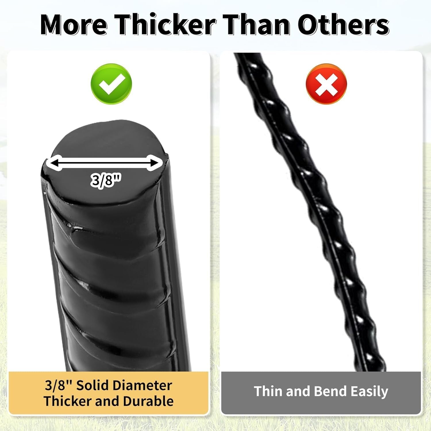 24-Pack 16 Inch J Hook Steel Tent Stakes – Reliable Chisel Point Ground Anchors