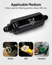 Load image into Gallery viewer, Universal 10 Micron Fuel Filter with AN Adapters &amp; Adjustable Bracket Clamp