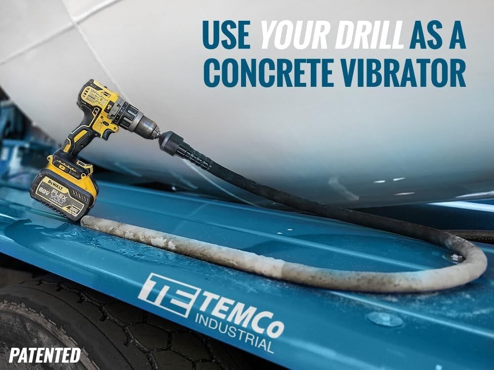 Drill-Powered 5-Foot Concrete Vibrator by TEMCo - Lightweight & Affordable