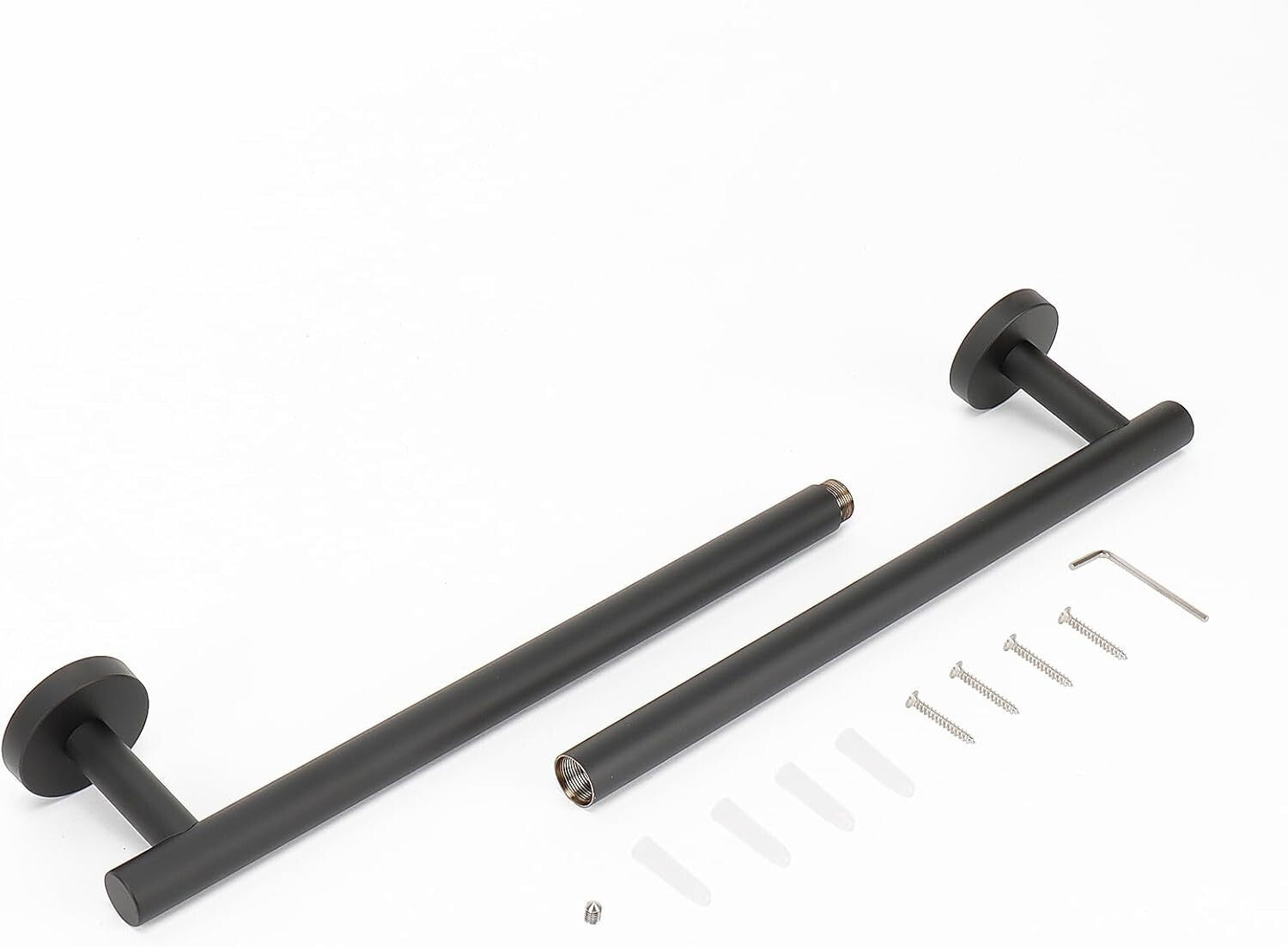304 Stainless Steel 2-Pack Wall-Mounted Towel Rack - Elegant Matte Black Design