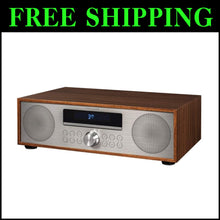 Load image into Gallery viewer, Walnut Bluetooth FM Clock Radio &amp; Dual Speaker CD Player - Retro Modern Design