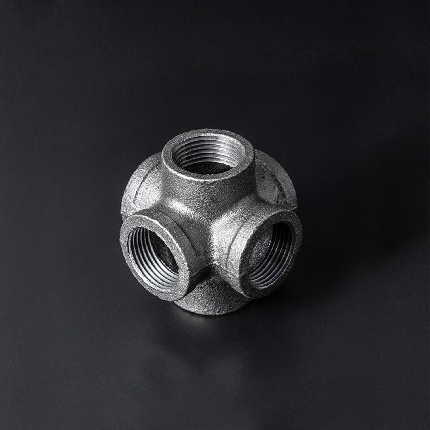 3/4" Cast Iron 6-Way Side Outlet Cross Fittings for DIY Industrial Projects