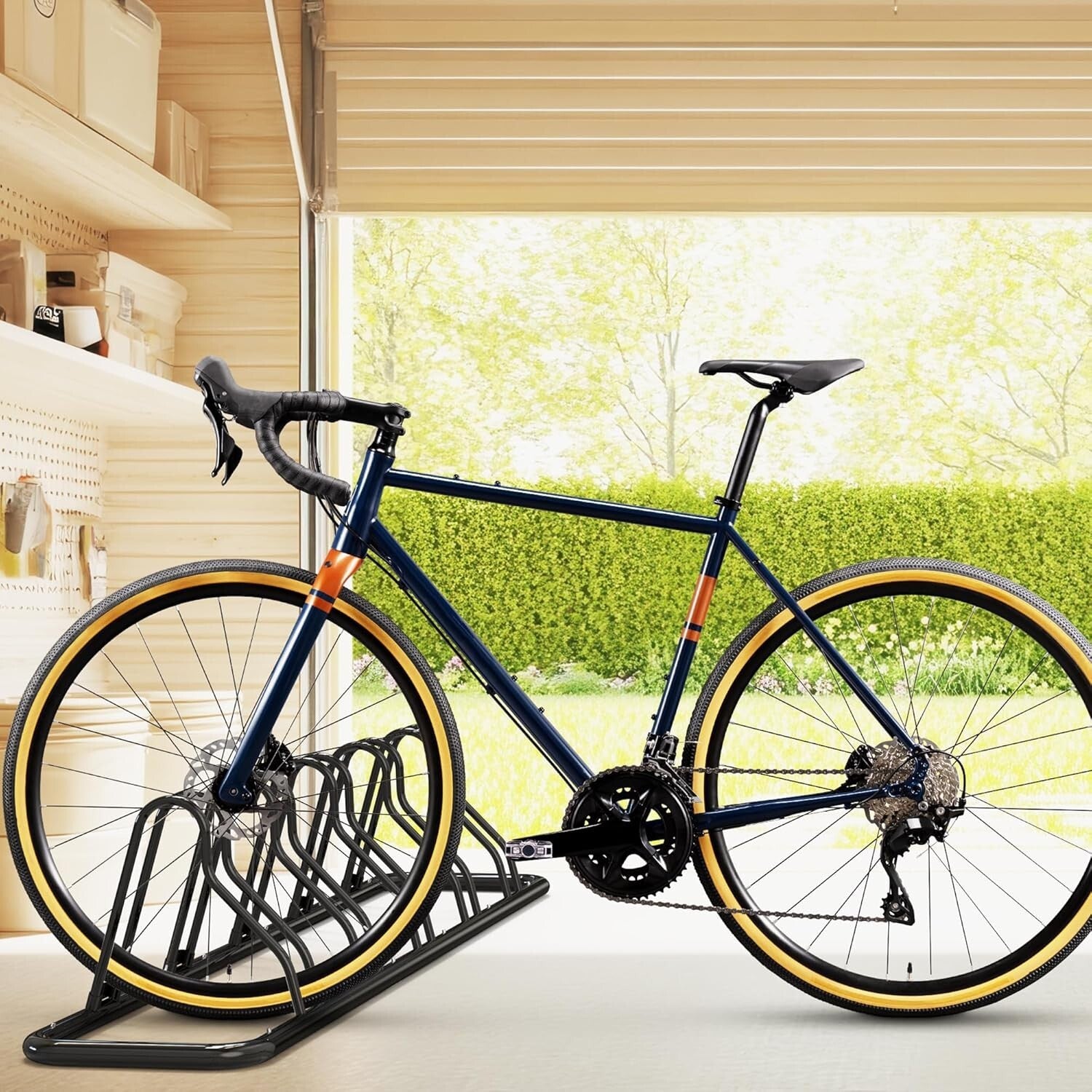5-Compartment Bicycle Parking Rack - Easy Assembly & Sturdy Powder Coated Finish