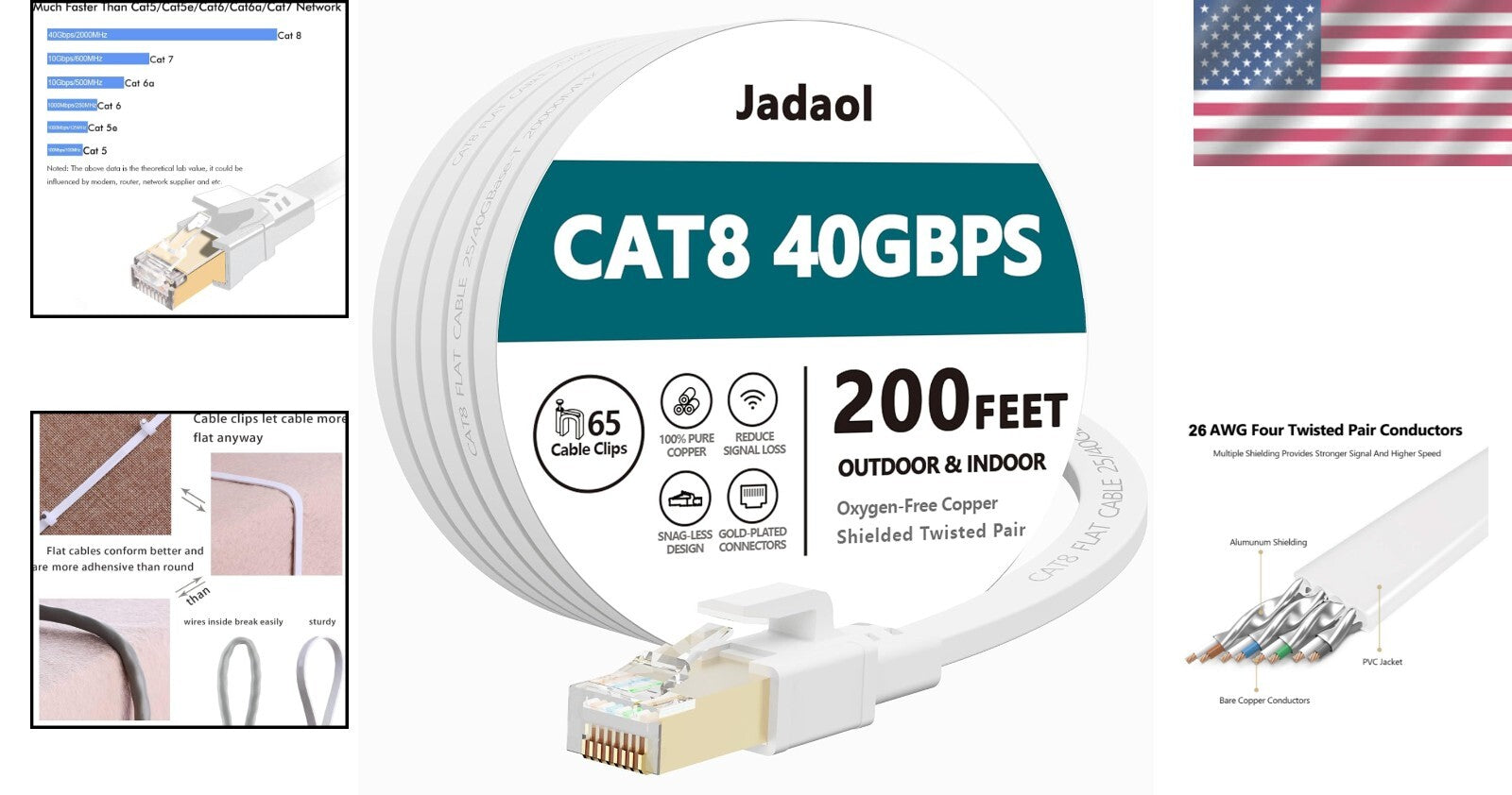 Heavy Duty Cat8 Ethernet Cable 200 ft - Shielded for Ultimate Network Speed