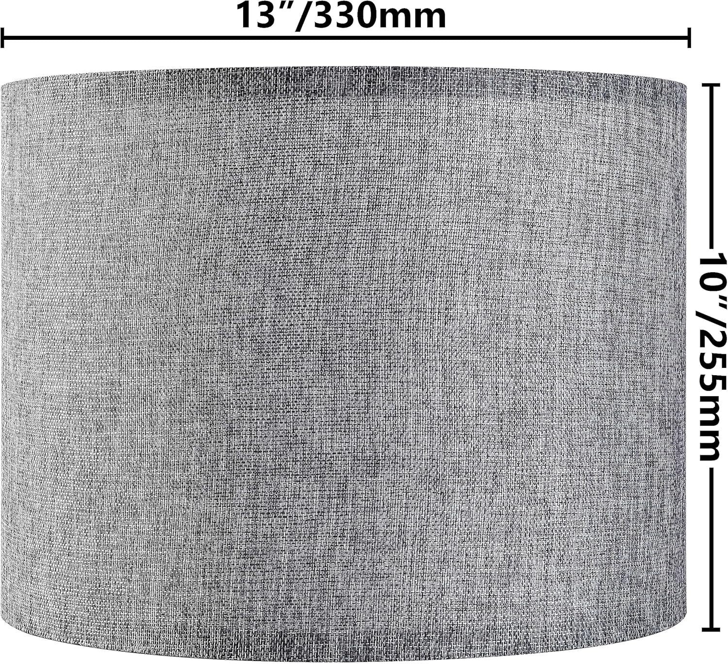 Set of 2 Medium 13" Drum Lamp Shades - Traditional Gray Design for Home Decor