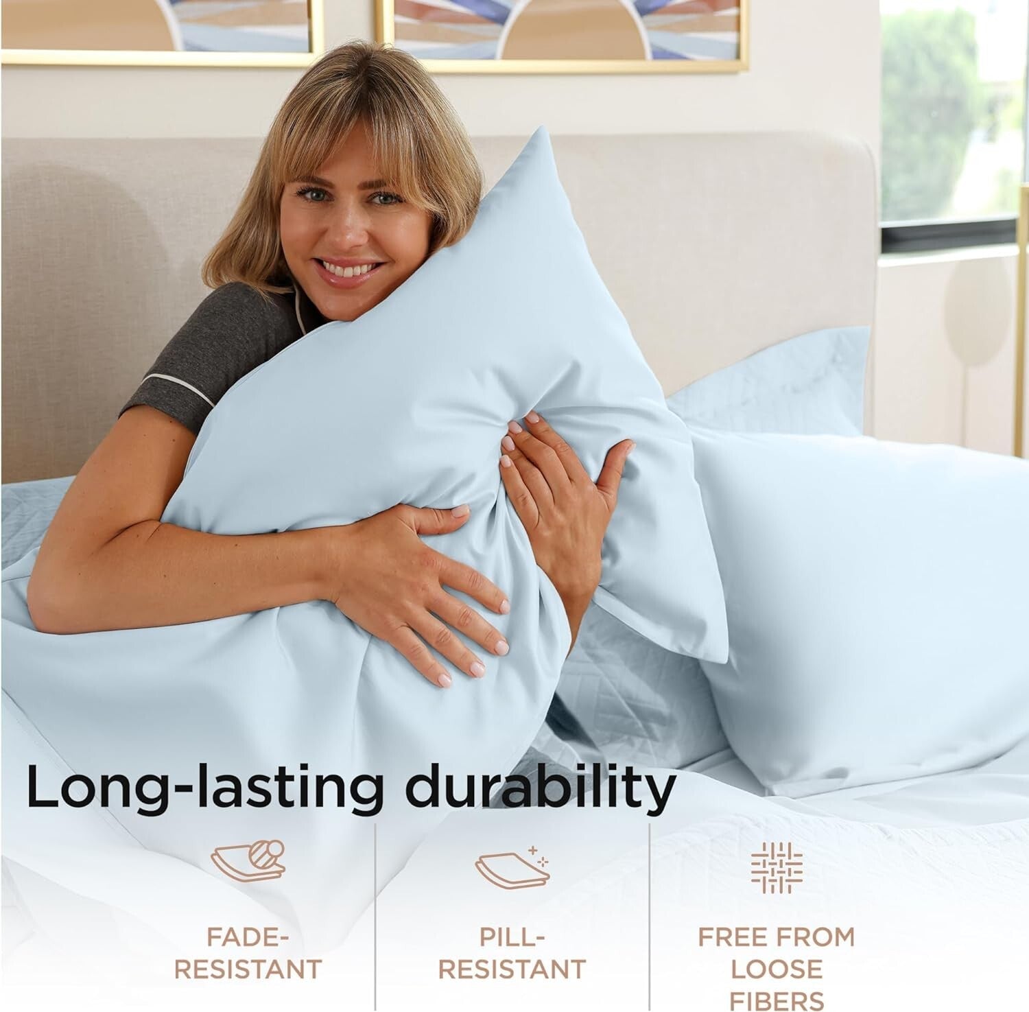 Elegant Light Blue Egyptian Cotton Sheets - 400 TC Cooling Set for Full Beds