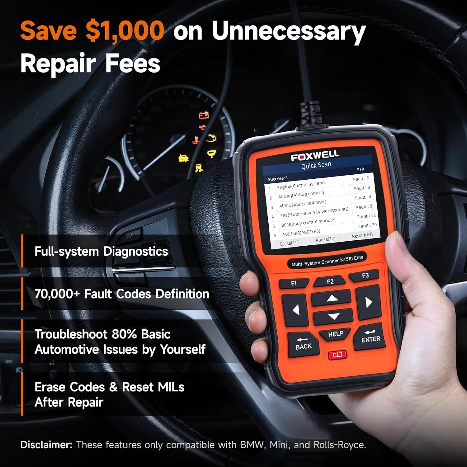 Complete BMW & Mini Diagnostic Tool with Battery Registration and Reset Services