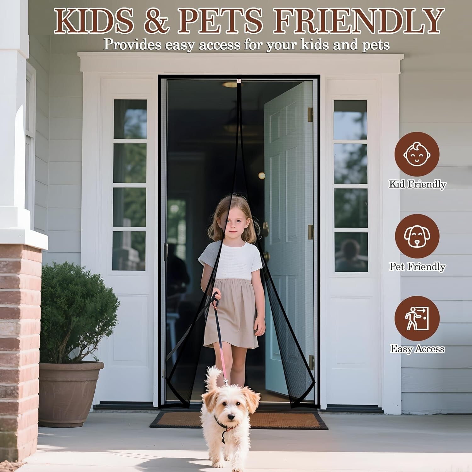 Durable Pet-Friendly Screen Door: Magnetic, Fits 74" x 80" for Easy Entry & Exit