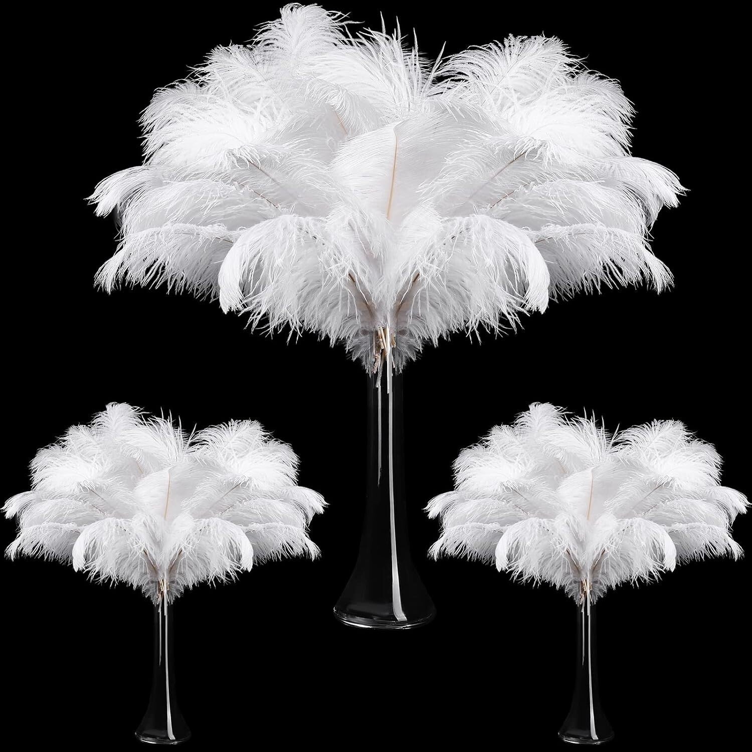 Versatile 90 Pcs Natural Ostrich Feathers - Perfect for Weddings and Parties