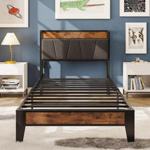 Load image into Gallery viewer, Twin XL Bed Frame with Storage Headboard &amp; Charging Station - Noise-Free Design