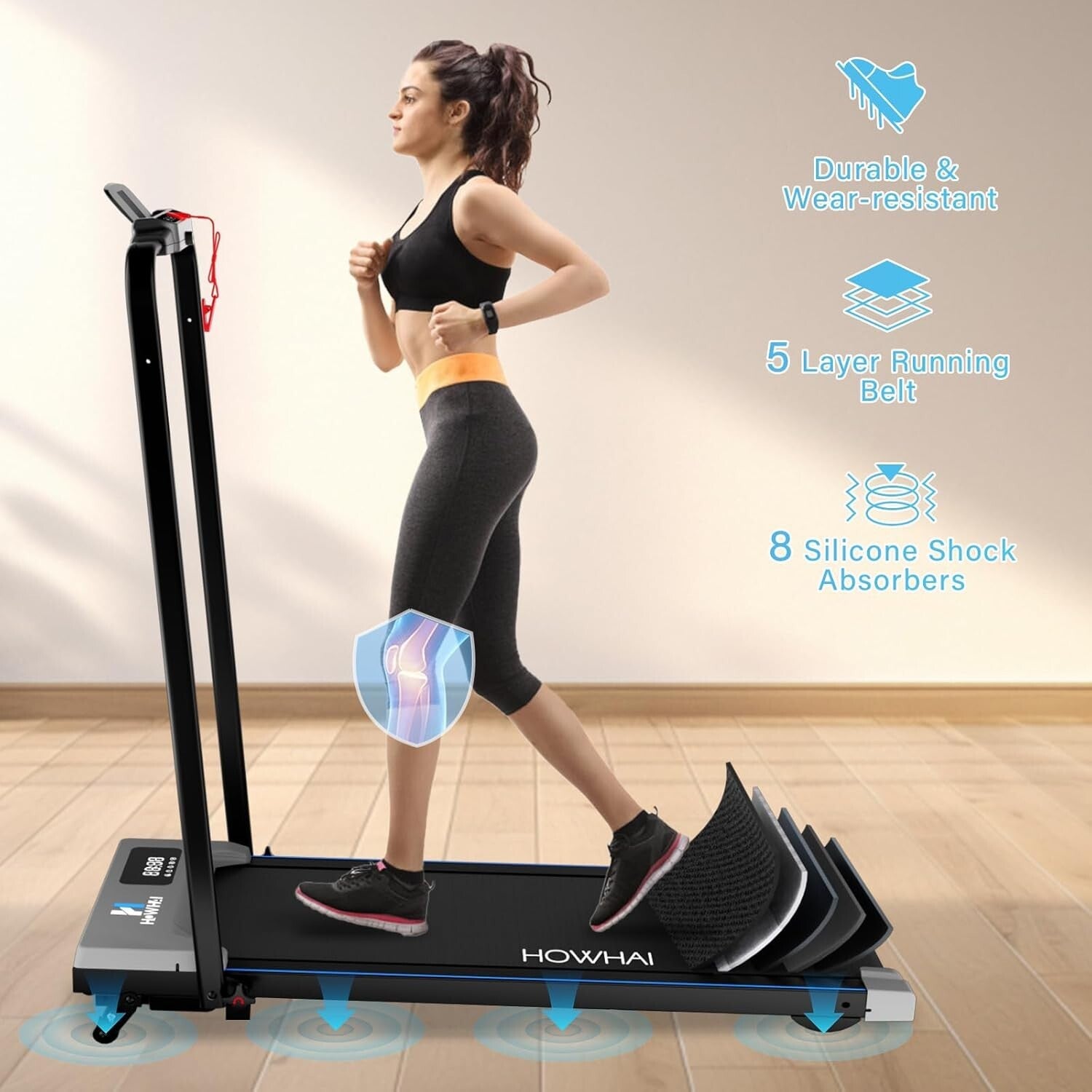 Foldable 2-in-1 Under Desk Treadmill with Bluetooth & Remote - 300lbs Capacity