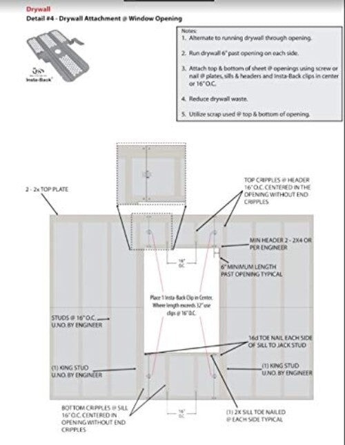 Fire-Resistant Insta-Back Drywall Clips - 50 Fasteners & 100 Screws for Easy Use