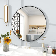 Load image into Gallery viewer, Wall-Mounted 30 Inch Round Mirror with Crystal Clear Reflection - Black Frame