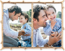 Load image into Gallery viewer, Versatile 4x6 Double Picture Frame with Gold Lacquered Finish and Branch Motif