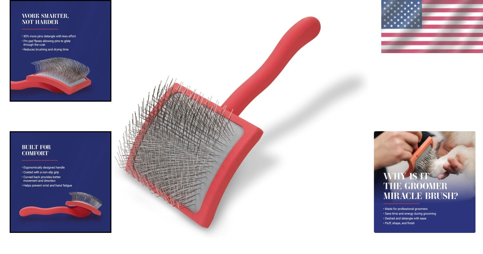 Big G Dog Slicker Brush - Professional Grooming Tool for Goldendoodles, Coral