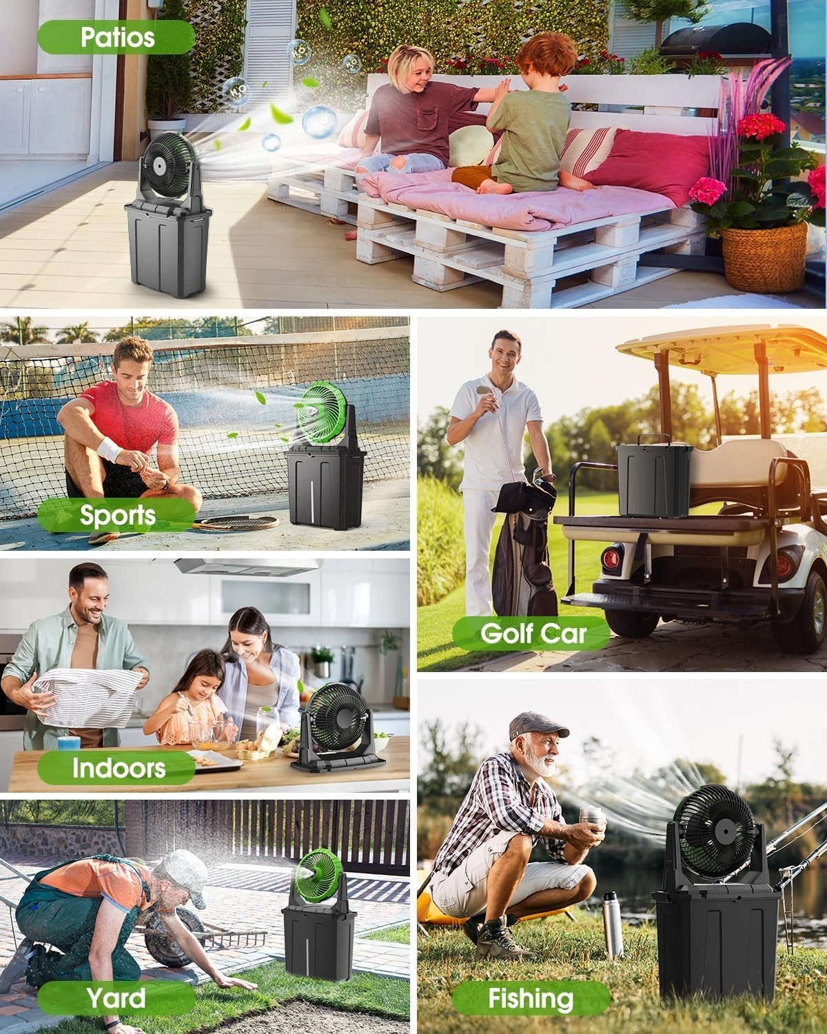 Compact 9L Mist Fan with 3 Wind Speeds - Ideal for Outdoor Leisure & Recreation