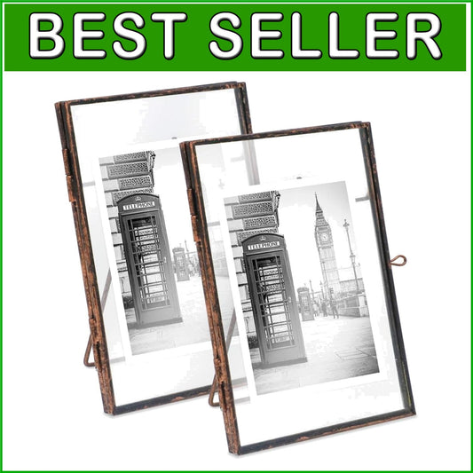 Elegant 5x7 Antique Bronze Floating Frame 2-Pack with Vintage Locket Closure