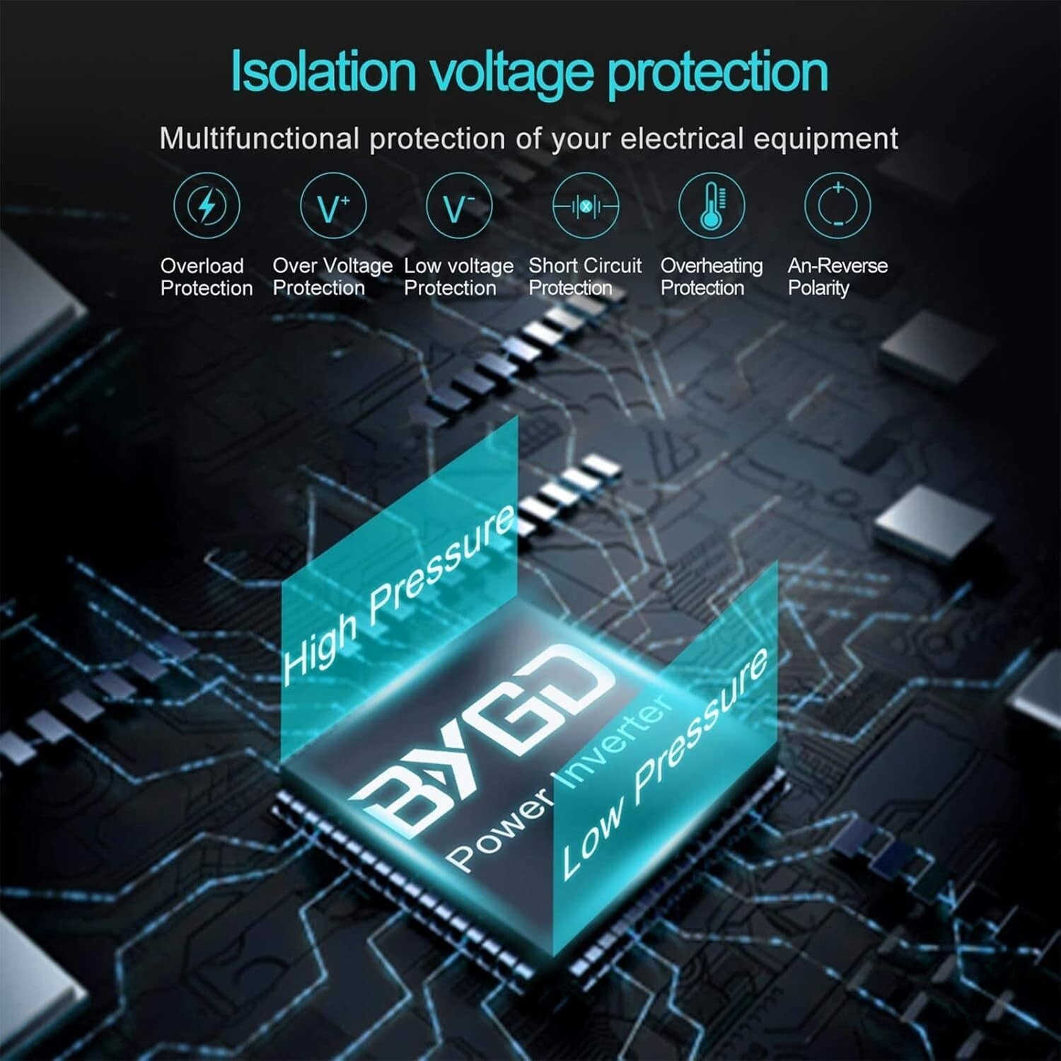 200W Pure Sine Wave Car Power Inverter - Compact Adapter with Dual AC Outlets