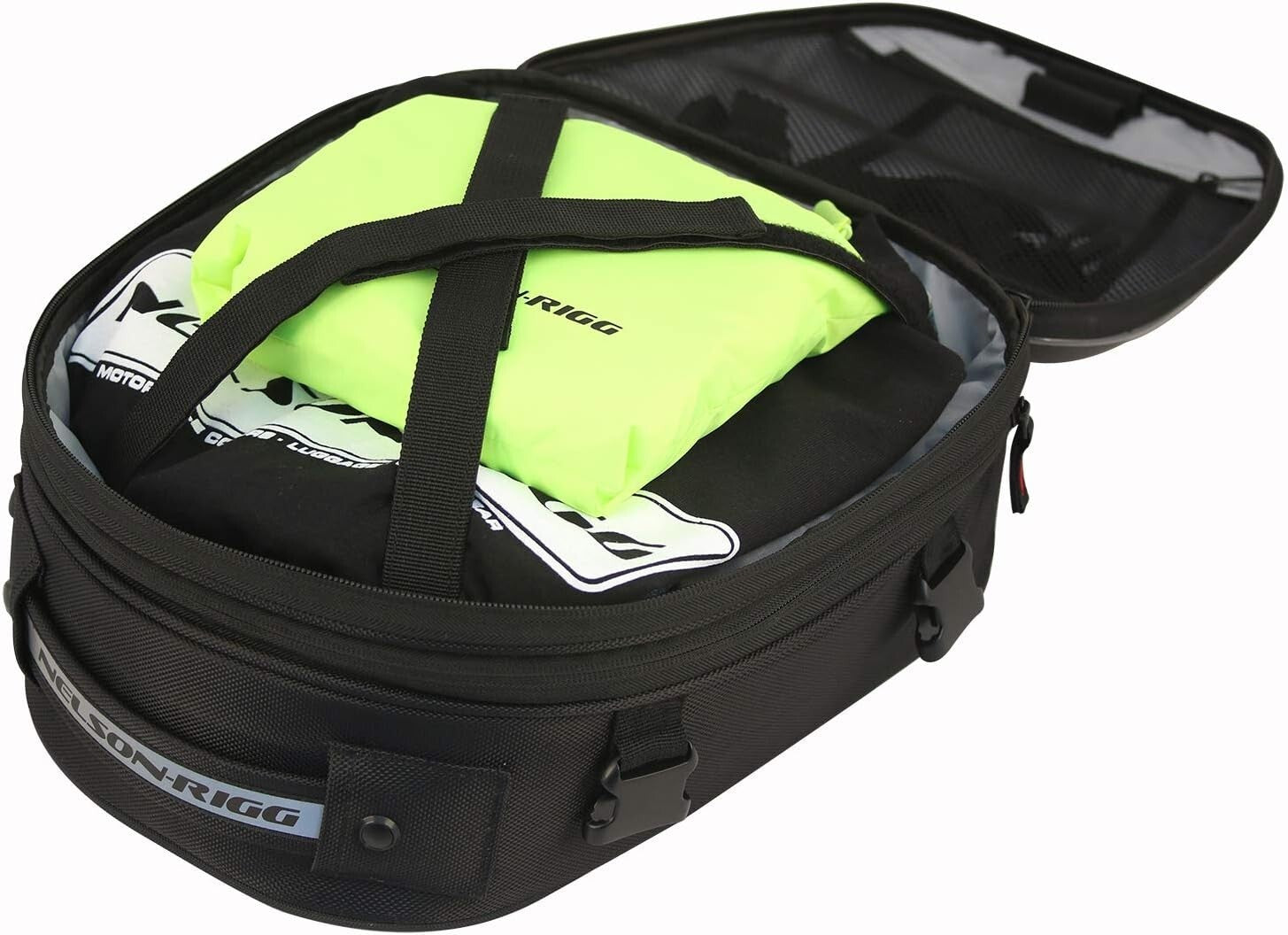 Black Commuter Sport Motorcycle Tail Bag – Waterproof with Reflective Accents