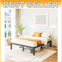 Load image into Gallery viewer, Queen Size Metal Bed Frame with Reinforced Support - Minimalist Black Design