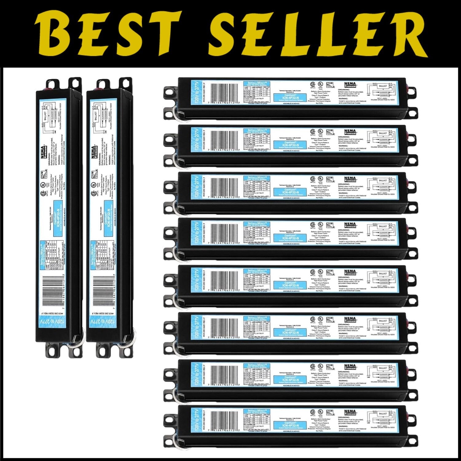 10-Pack Instant Start Electronic Fluorescent Ballast for F32T8 Lamps (120-277V)