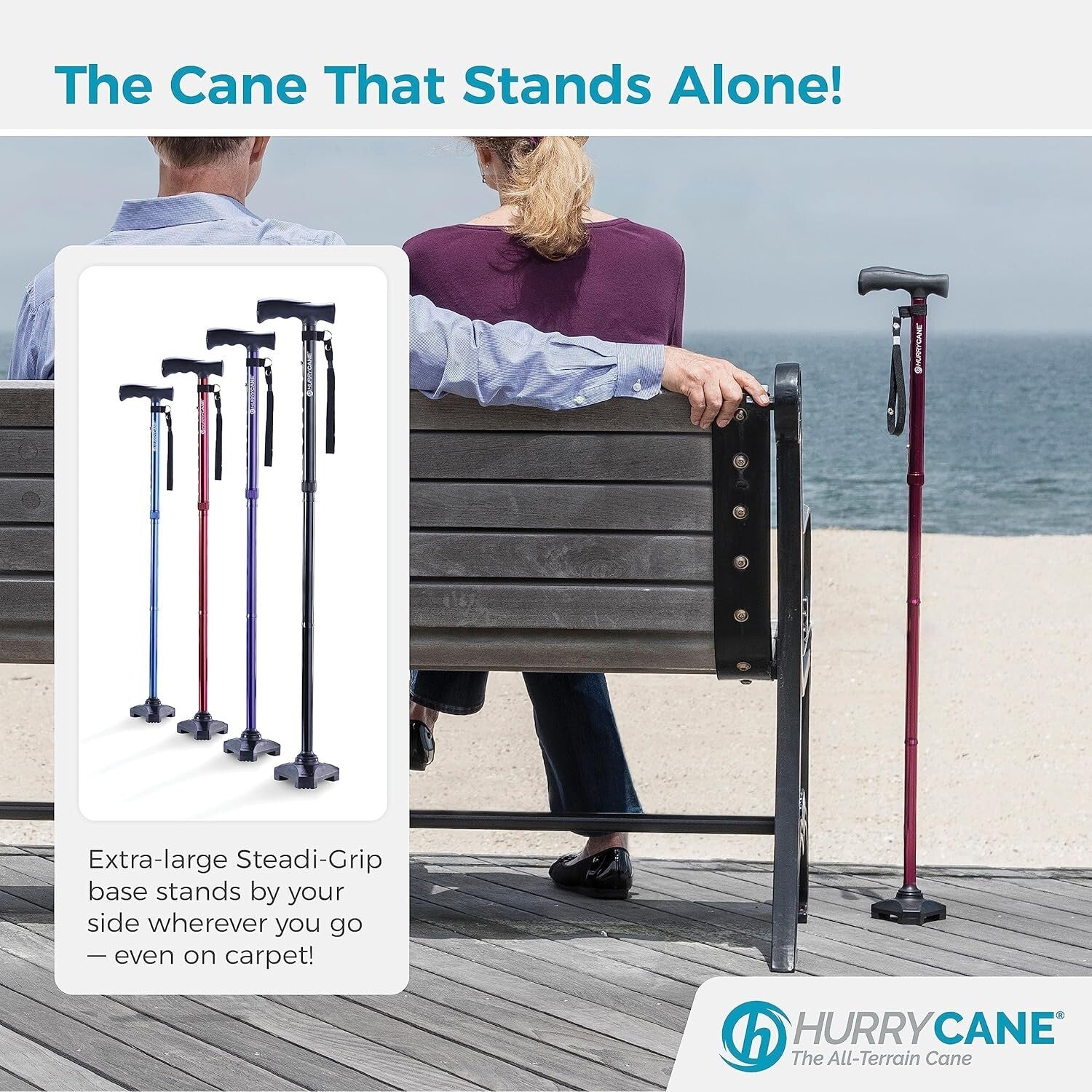 Lightweight SteadiGrip Foldable Cane with Rubber Handle for Extra Stability
