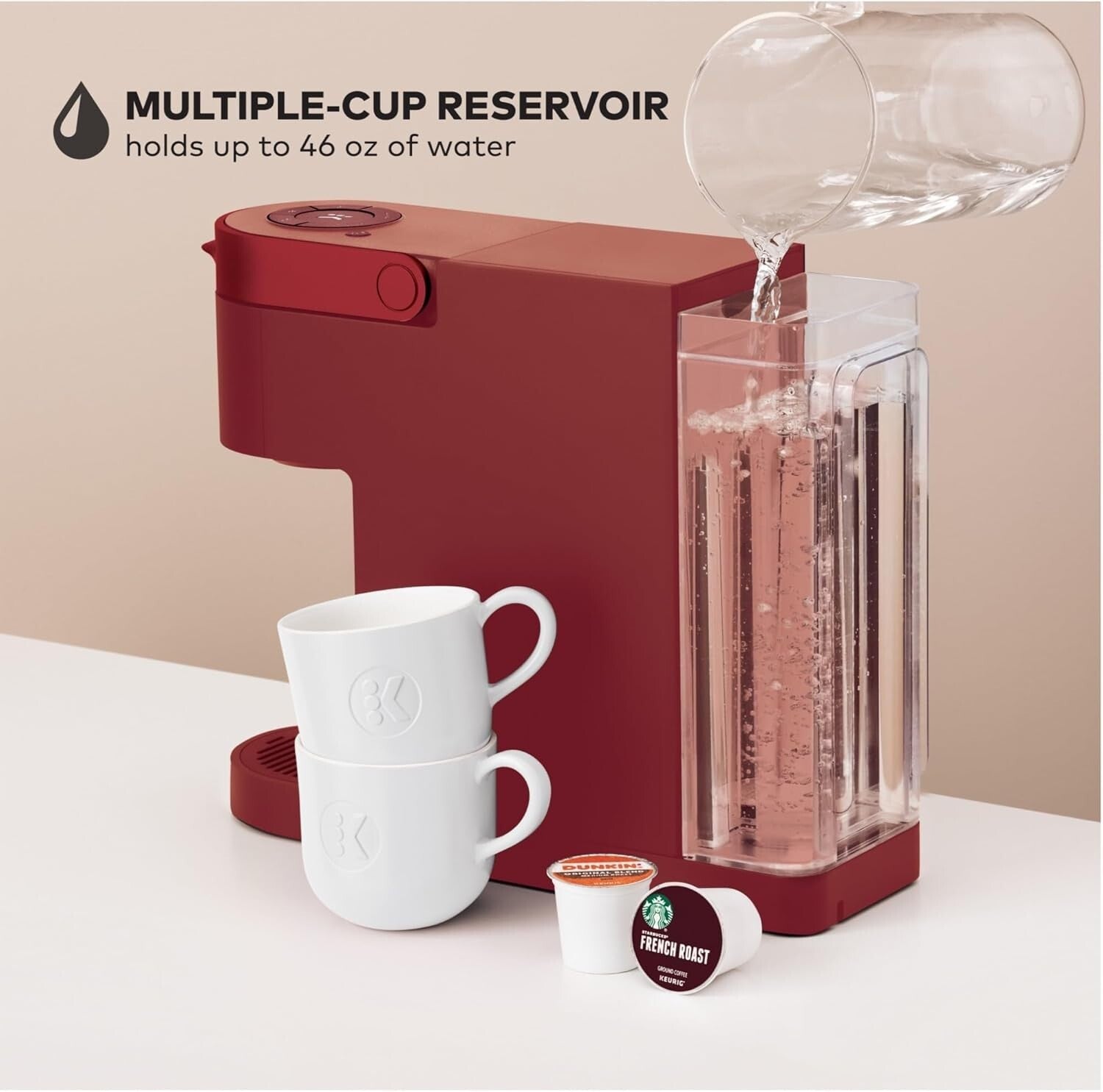 Fast Brewing Scarlet Red K-Slim Coffee Maker - Energy Efficient & Space-Saving