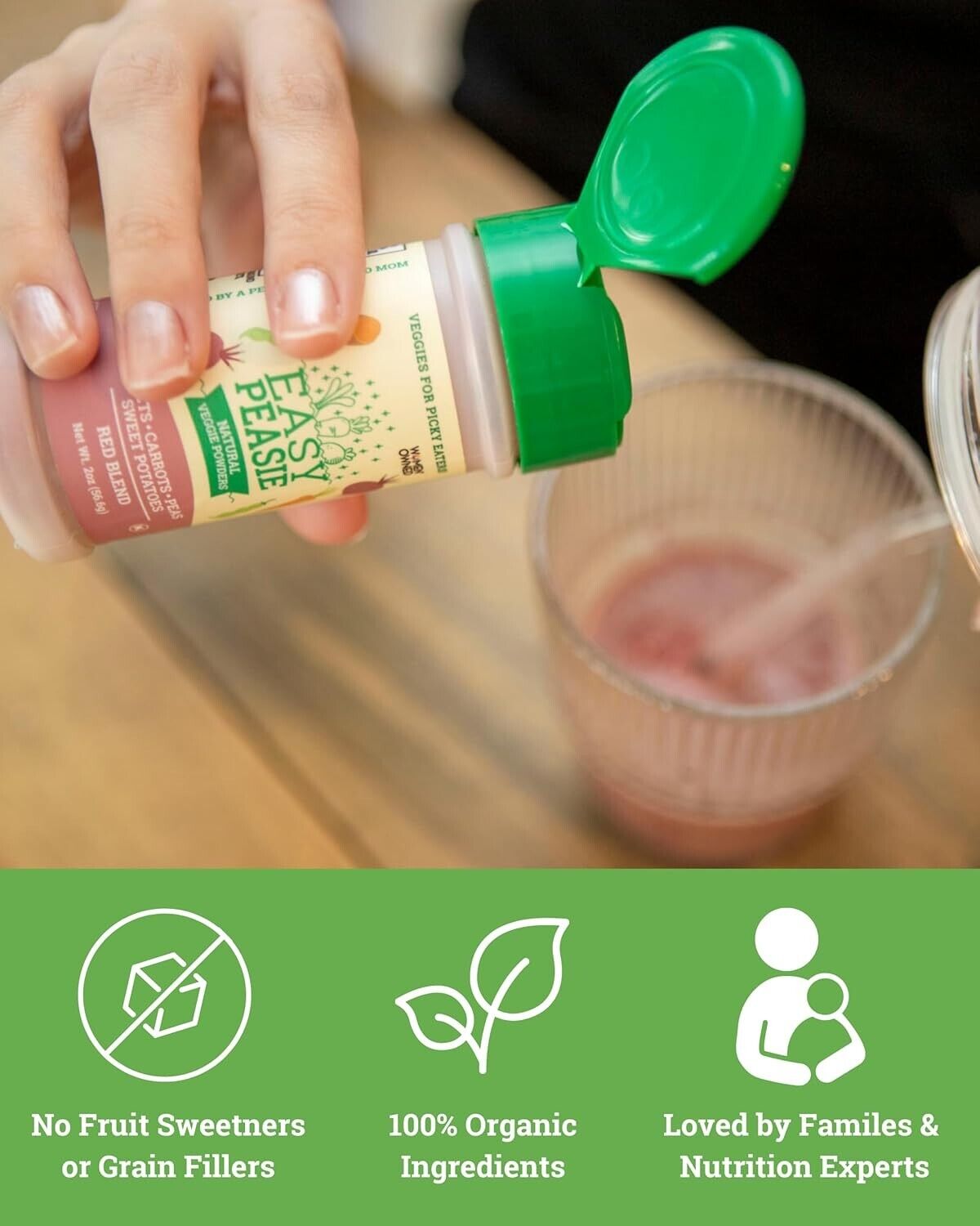 Easy Peasie Hidden Veggie Powder 3-Pack for Picky Eaters - Original, Green, Red