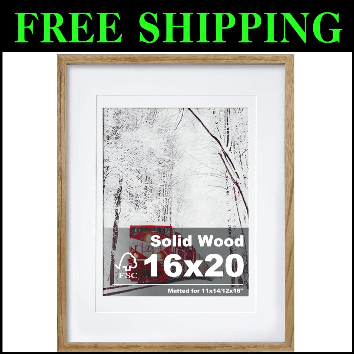 Superior Quality 16x20 Picture Frame: Solid Wood with Plexiglass, Ideal Gift
