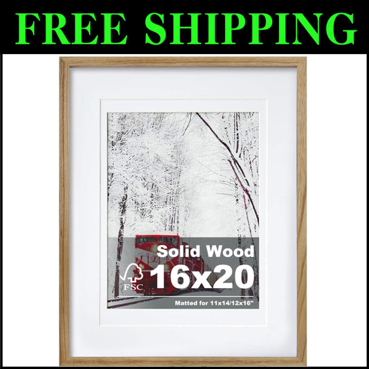 Superior Quality 16x20 Picture Frame: Solid Wood with Plexiglass, Ideal Gift