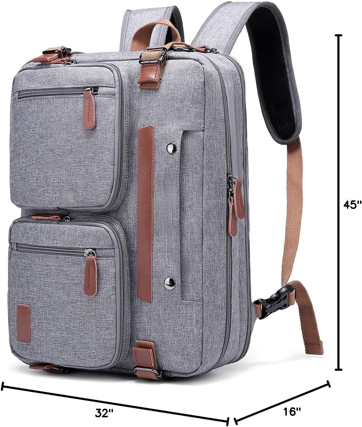 Versatile 3-in-1 Laptop Bag for Men: Backpack, Briefcase & Messenger, 17.3 Inch