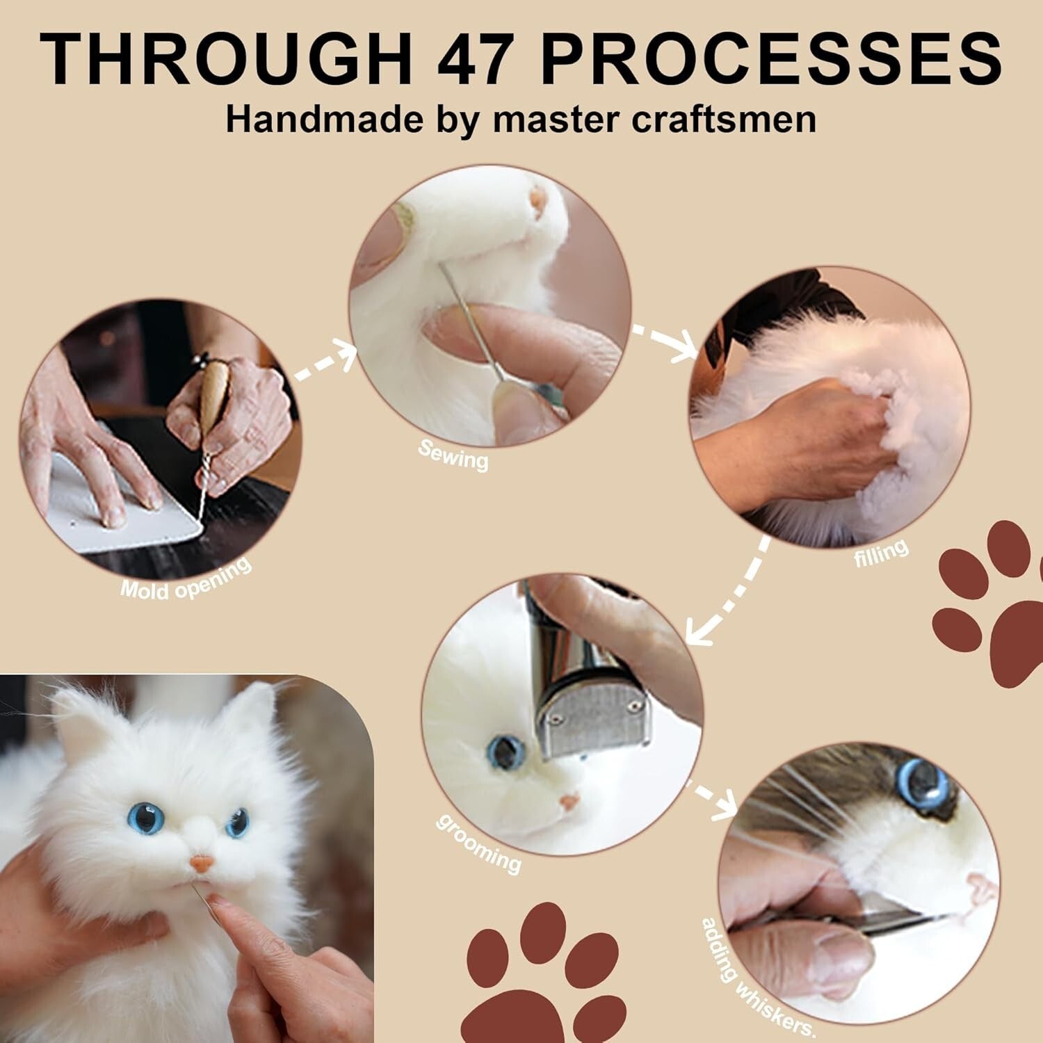 Realistic Cat Stuffed Animal - Handcrafted Companion for Seniors and Children