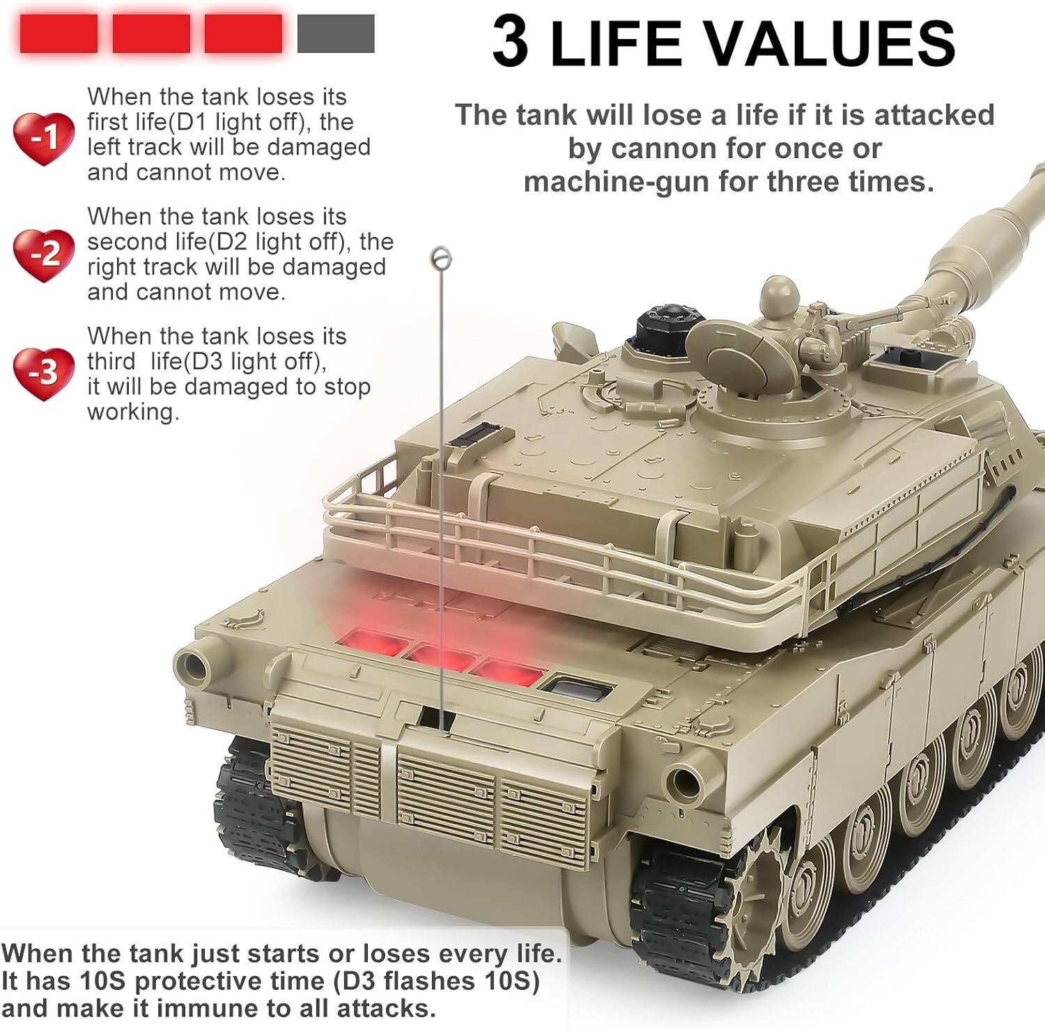 Durable RC M1A2 American Tank - 330° Turret & Climbing Abilities for Outdoor Fun