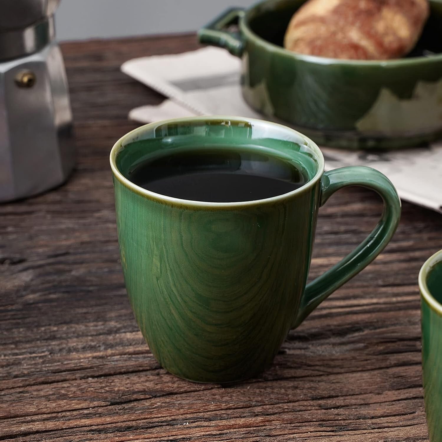 Chic 12 oz Stackable Coffee Mugs - Dishwasher & Microwave Safe, Unique Glaze