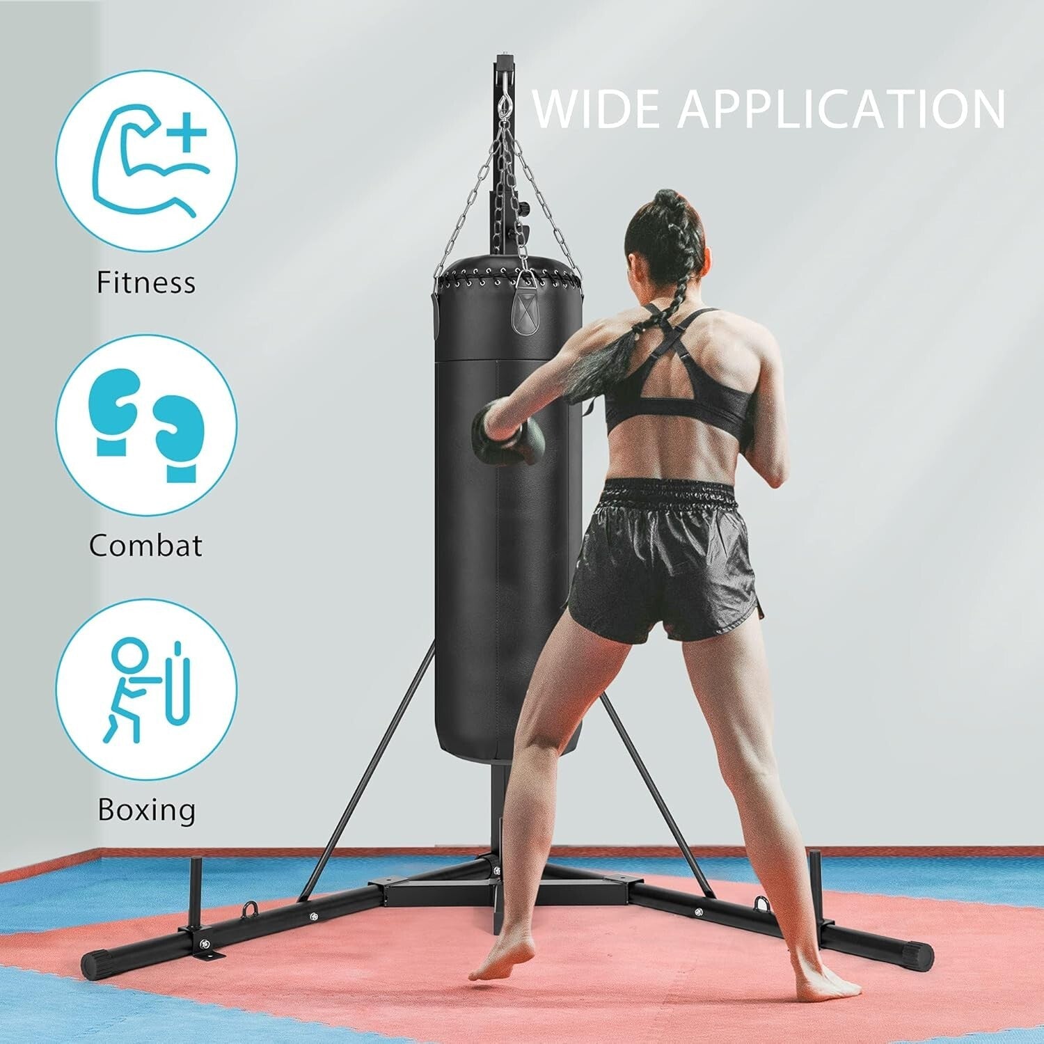 Foldable Boxing Bag Stand - Adjustable, Space-Saving & Sturdy for Home Fitness