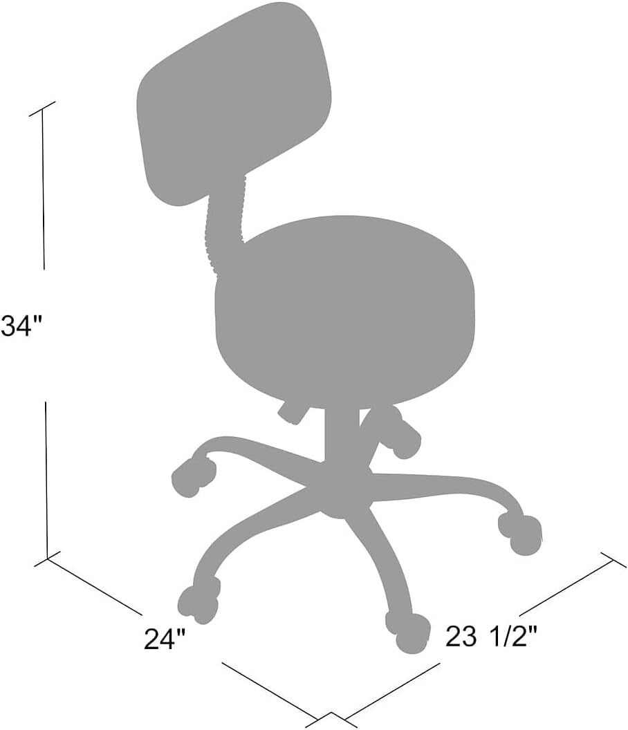Ergonomic Black Vinyl Medical Spa Stool with Back Cushion & Adjustable Height
