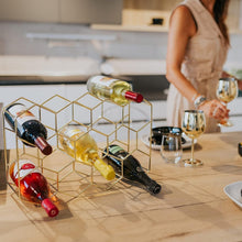 Load image into Gallery viewer, 14-Bottle Countertop Wine Rack - Rust Resistant Gold Stand for Kitchen &amp; Pantry
